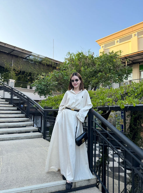 Women Collar Down Casual Shirts With Skirts and Belt Sets